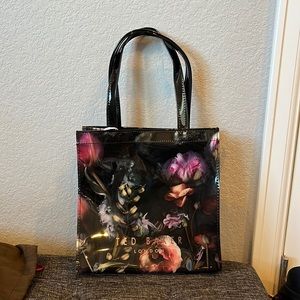 Ted Baker. NWT. Mid-grey floral small icon bag.